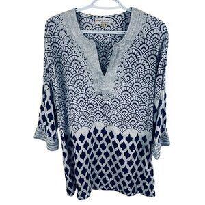 Roberta Roller Rabbit Piperlime sz S Blue White Shell Embroidered Coverup Tunic